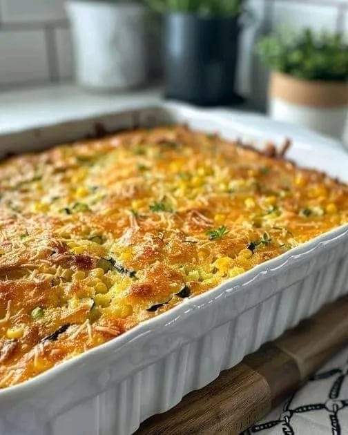 Golden Savory Cornbread Casserole