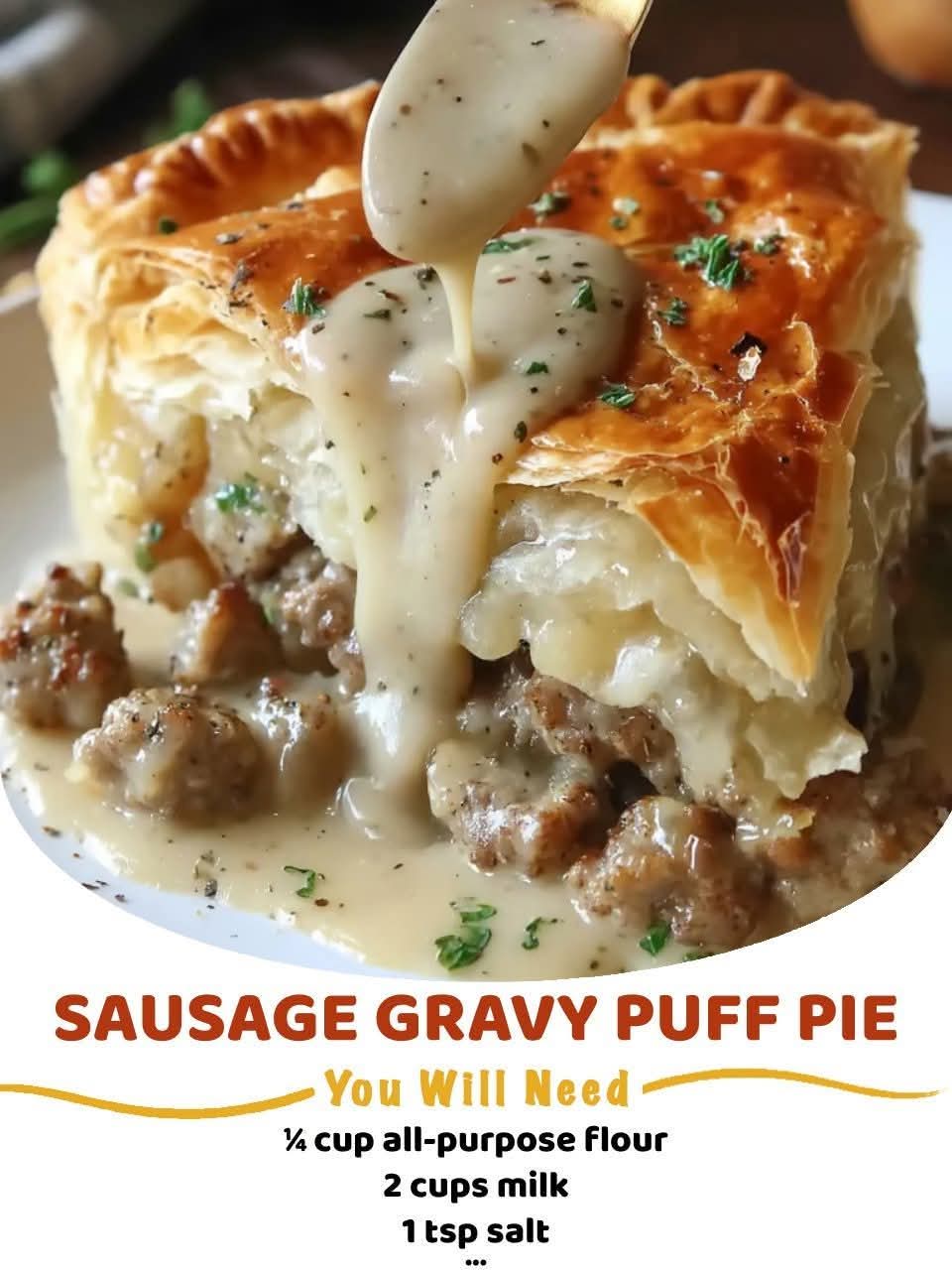 Sausage gravy puff pie