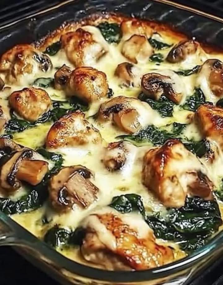 Chicken Spinach and Mushroom Low Carb Oven Dish