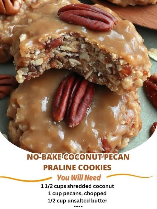 No-Bake Coconut Pecan Praline Cookies