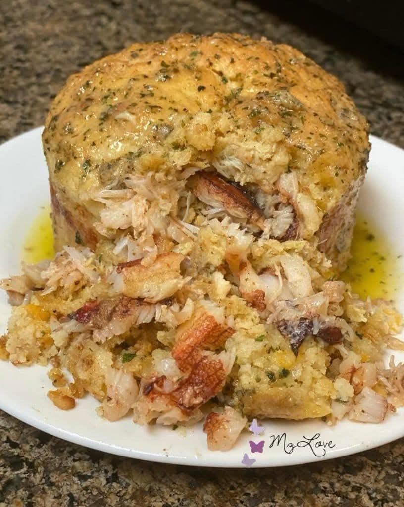 Crab  Stuffed Cheddar Bay Biscuits with Lemon Butter