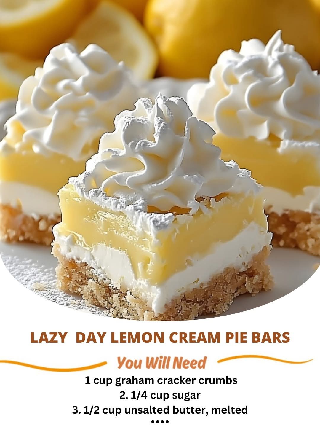 Lazy 🛵 Day Lemon Cream Pie Bars Bright, creamy, and refreshingly simple