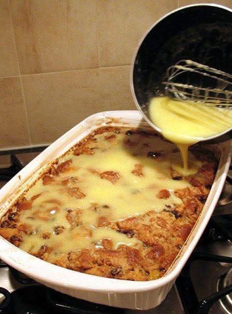 Grandma’s Old-Fashioned  Bread Pudding with Vanilla SauceSauce