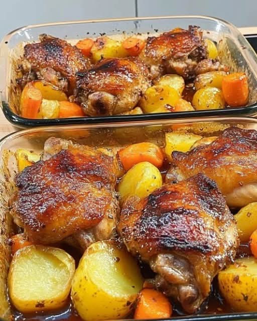 Garlic-Herb Chicken Thighs & Roasted Potatoes 🍗🥔