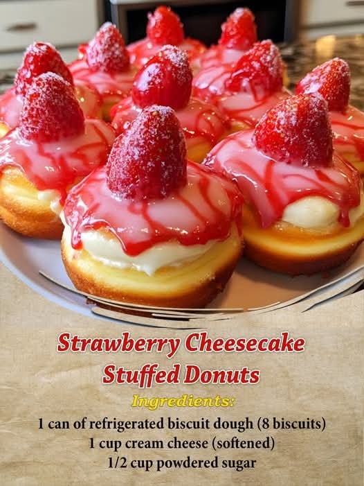 Strawberry Cheesecake Stuffed Donuts