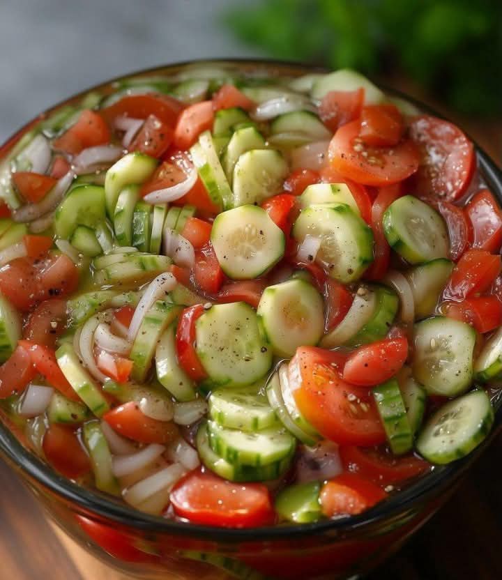 Marinated Cucumbers, , Onions, and Tomatoes
