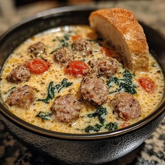 Rich and Creamy Italian Sausage Soup with Parmesan