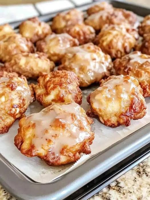 Warm Baked Apple Fritters with Glaze
