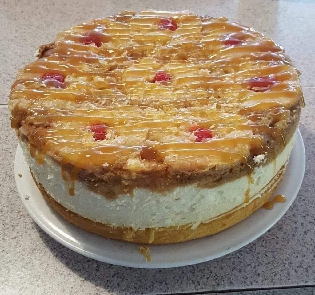 Upside down pineapple cheesecake
