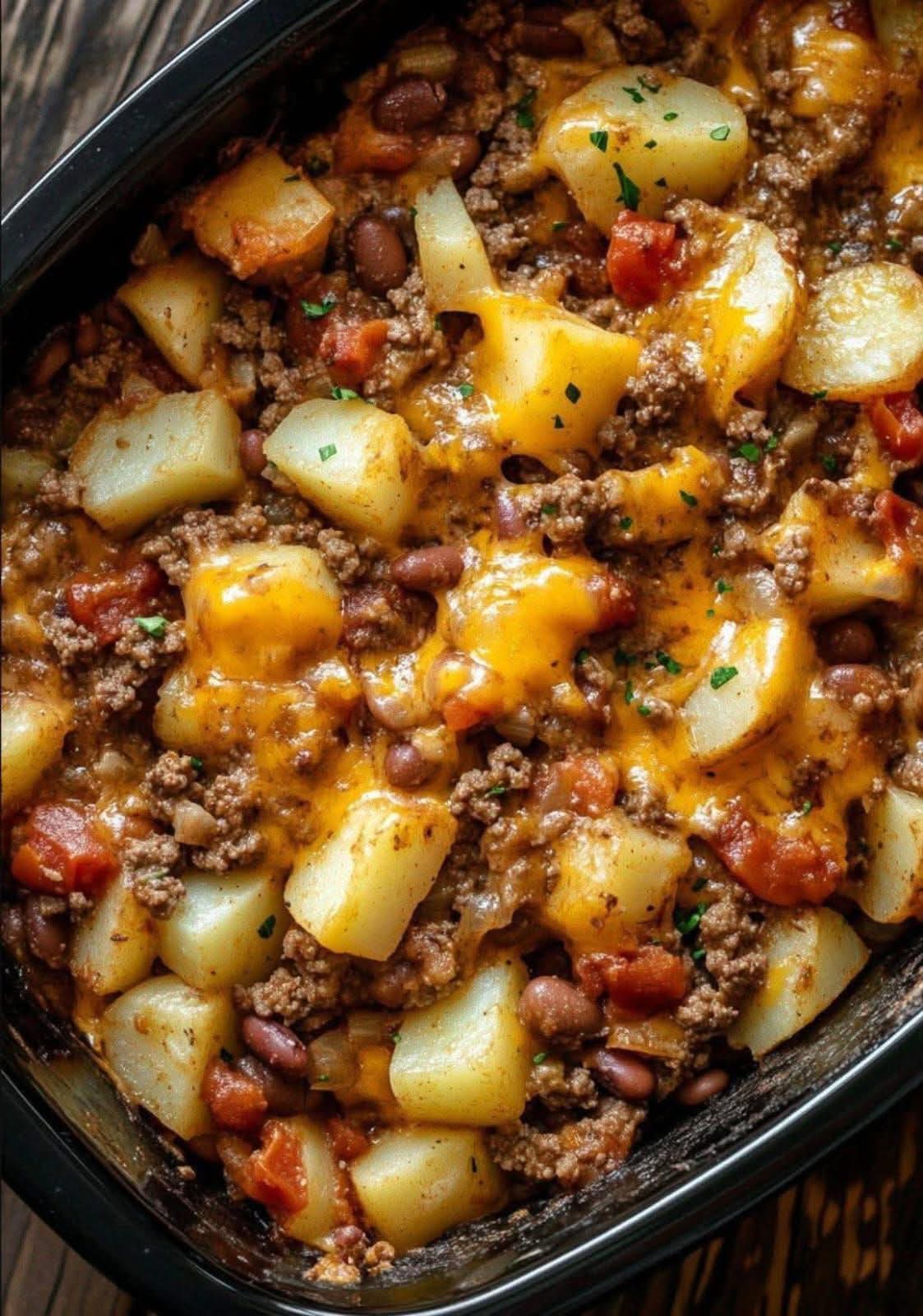 Cowboy Casserole with Potatoes and Meatloaf